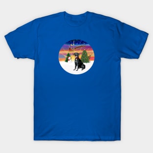 Santa's Sunset Take Off Featuring a Black Labrador Retriever T-Shirt